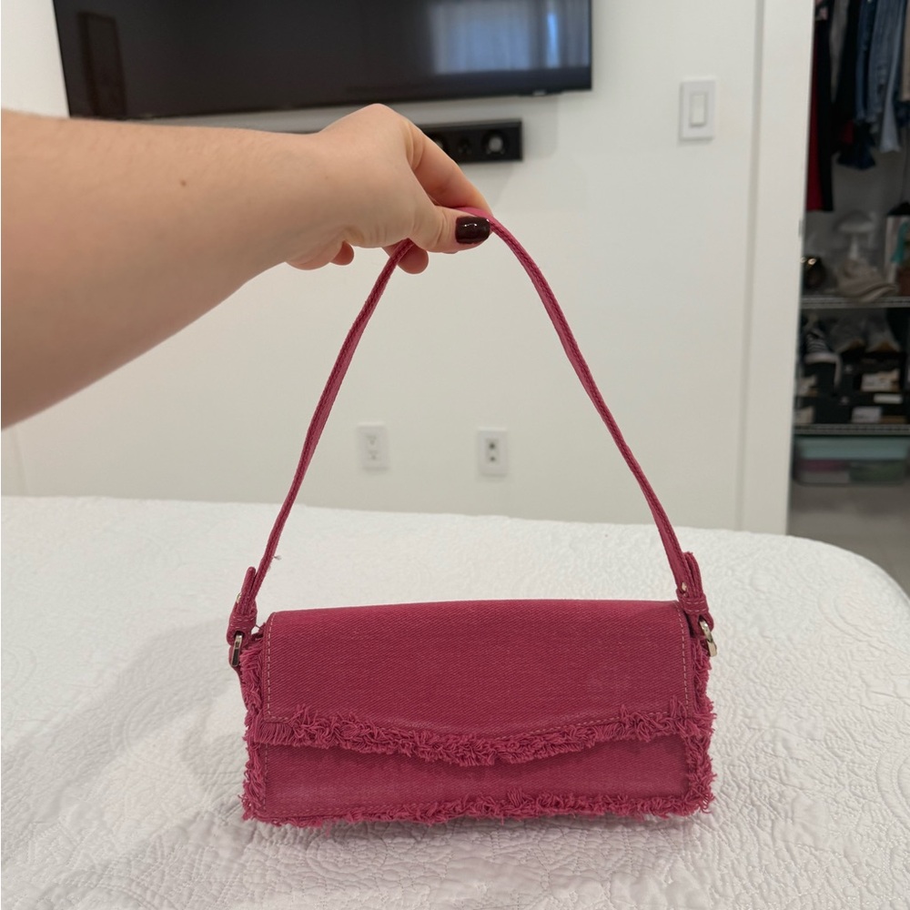 Zara Pink Frayed Shoulder Bag